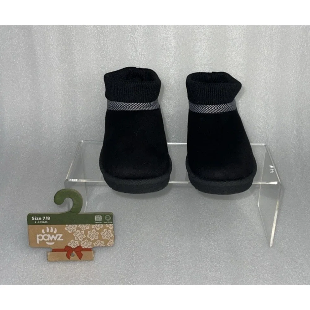 Pawz by Bearpaw Toddler Size 7/8 Fleece Lined Faux‎ Fur Slipper Boots Black NEW